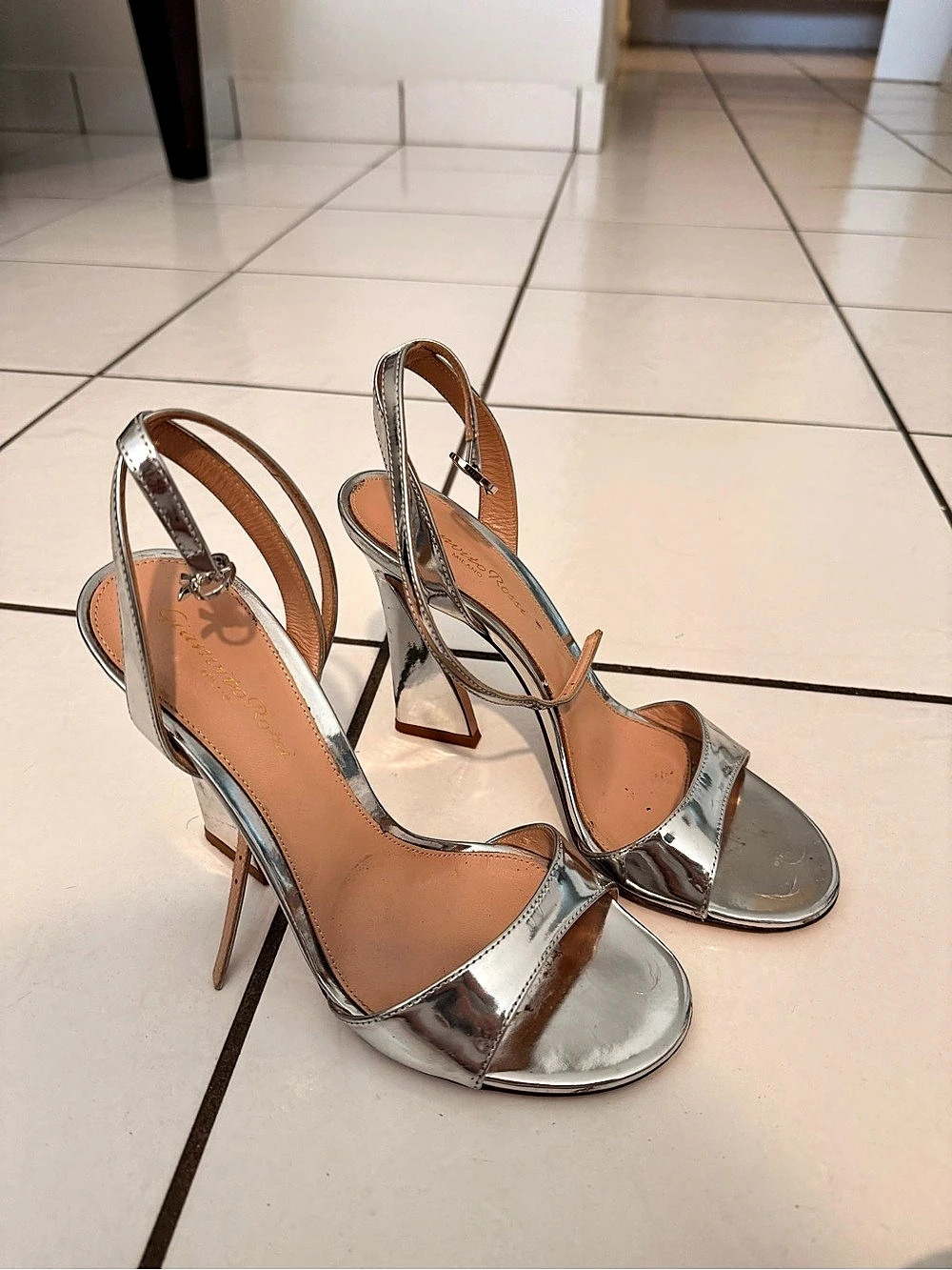 Gianvito Dossi Silver Metallic Strappy Heels